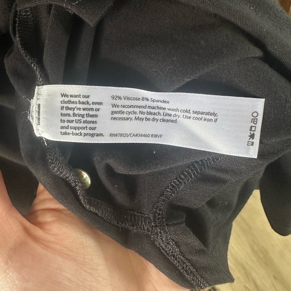 Eileen Fisher Black Jersey Button-Front Drawstring Waist Dress Large​​ - Picture 9 of 14